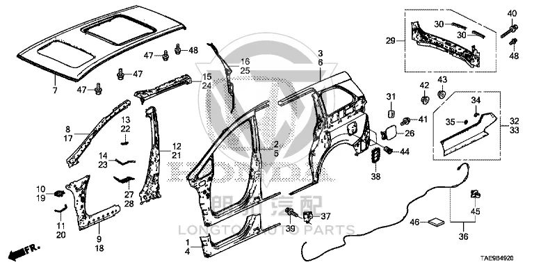 Rear Panel 66100-T6DH0 66100T6DH0 for Honda