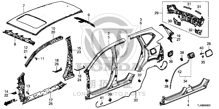 Side Wall Outer Panel Right Front 04635-TLYH0 04635TLYH0 for Honda