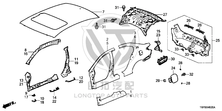Rear Panel 66100-T6PH1 66100T6PH10ZZ for Honda