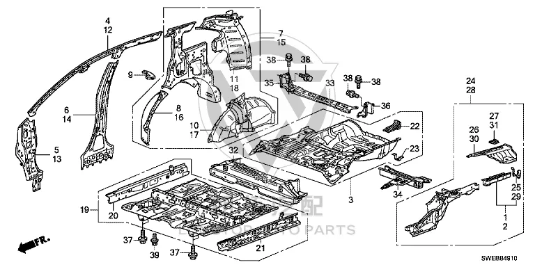 Rear Floor 04655-SWN-H00ZZ 04655SWNH00ZZ for Honda