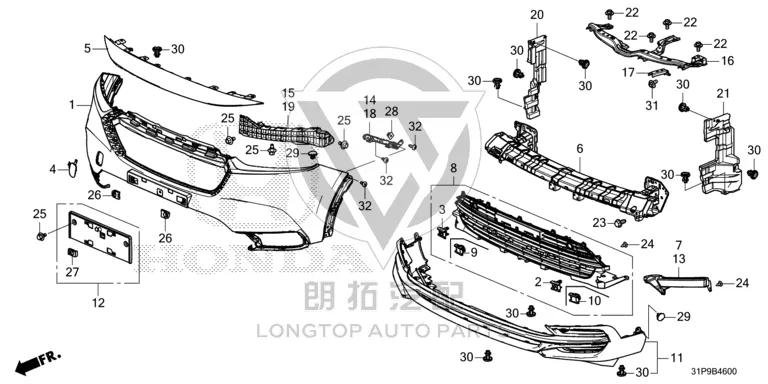 Front Bumper Deflector (Lower) 71160-31PH0 7116031PH00 for Honda