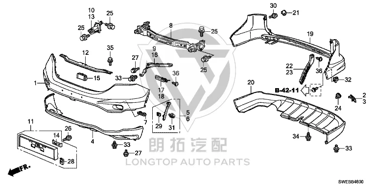 Front Bumper Chin 71102-SWN-H01 71102SWNH01 for Honda