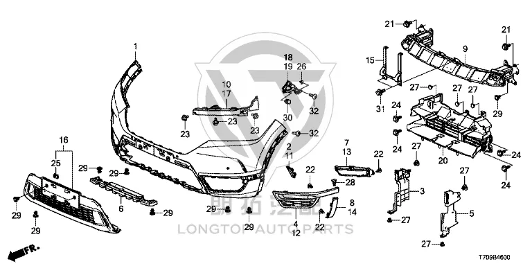 Front Bumper Grille (Lower) 71180-T70H0 71180T70H01 for Honda