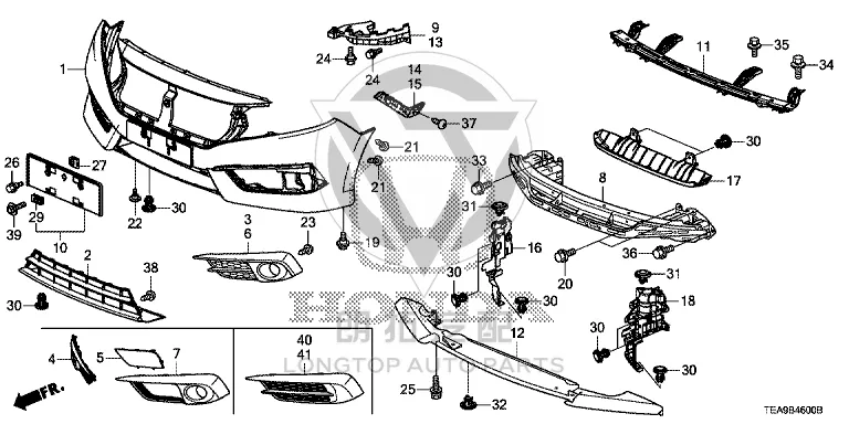 Front Bumper Skin 04711-TETH0 04711TETH0 for Honda