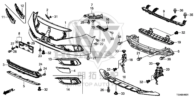 Front Bumper Skin 04711-TETH5 04711TETH5 for Honda