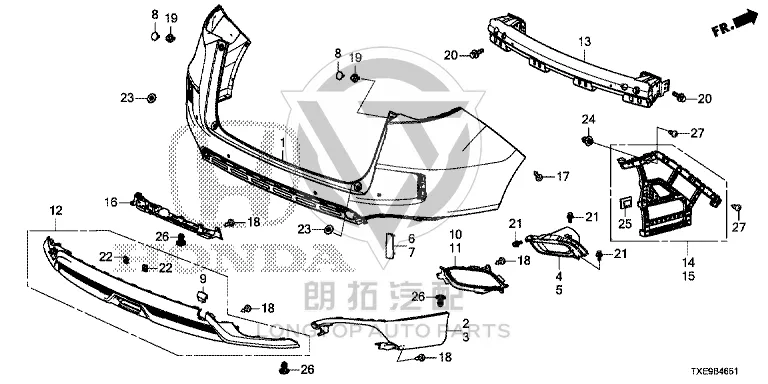 Rear Bumper Corner Protector (Right) 04717-TXEH60ZZ 04717TXEH60ZZ for Honda