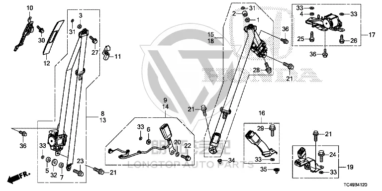 Driver’s Seat Belt 04818-TC8H0 04818TC8H0 for Honda