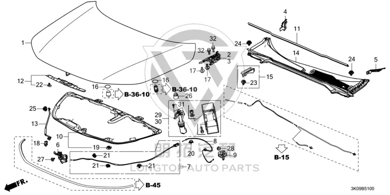 Front Hood 60100-3K0H0 601003K0H0 for Honda