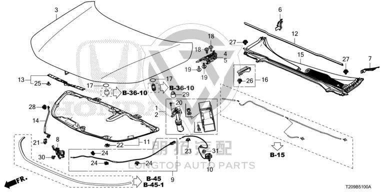 Front Hood Hinge (Left) 60170-T31H0 60170T31H0 for Honda