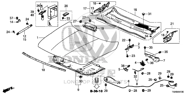 Front Hood Hinge (Left) 60170-TVEH0 60170TVEH00ZZ for Honda
