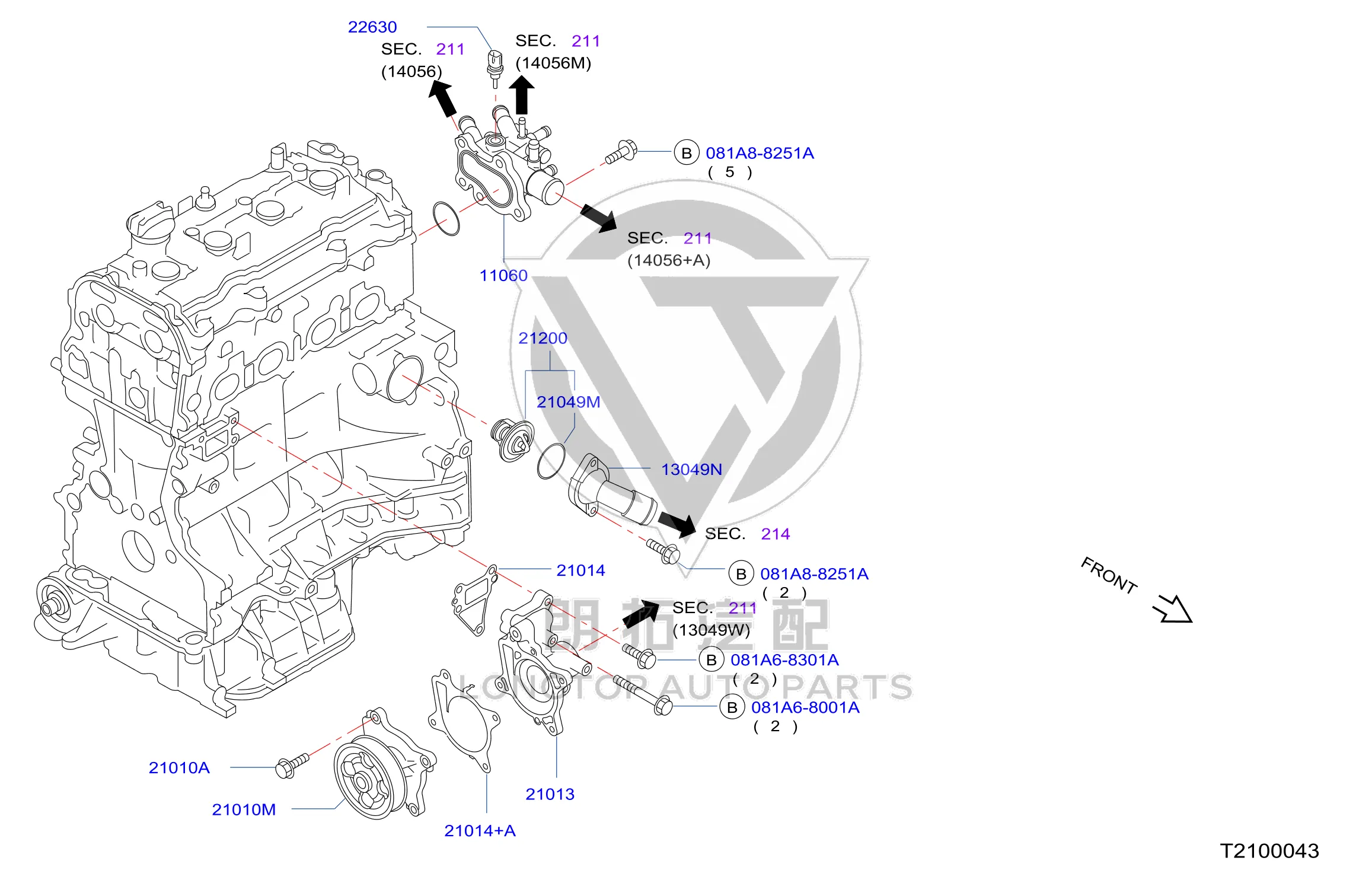 Water Pump 21010-3TA1B 210103TA1B for Nissan