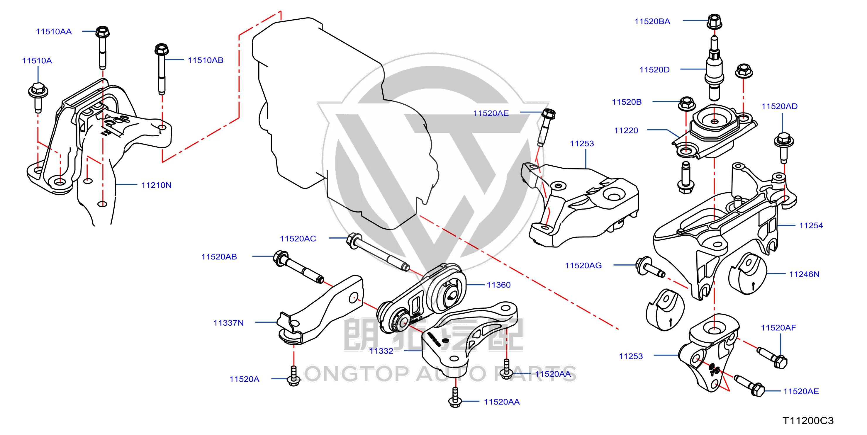 Engine Mount Right 11210-6LA0C 112106LA0C for Nissan
