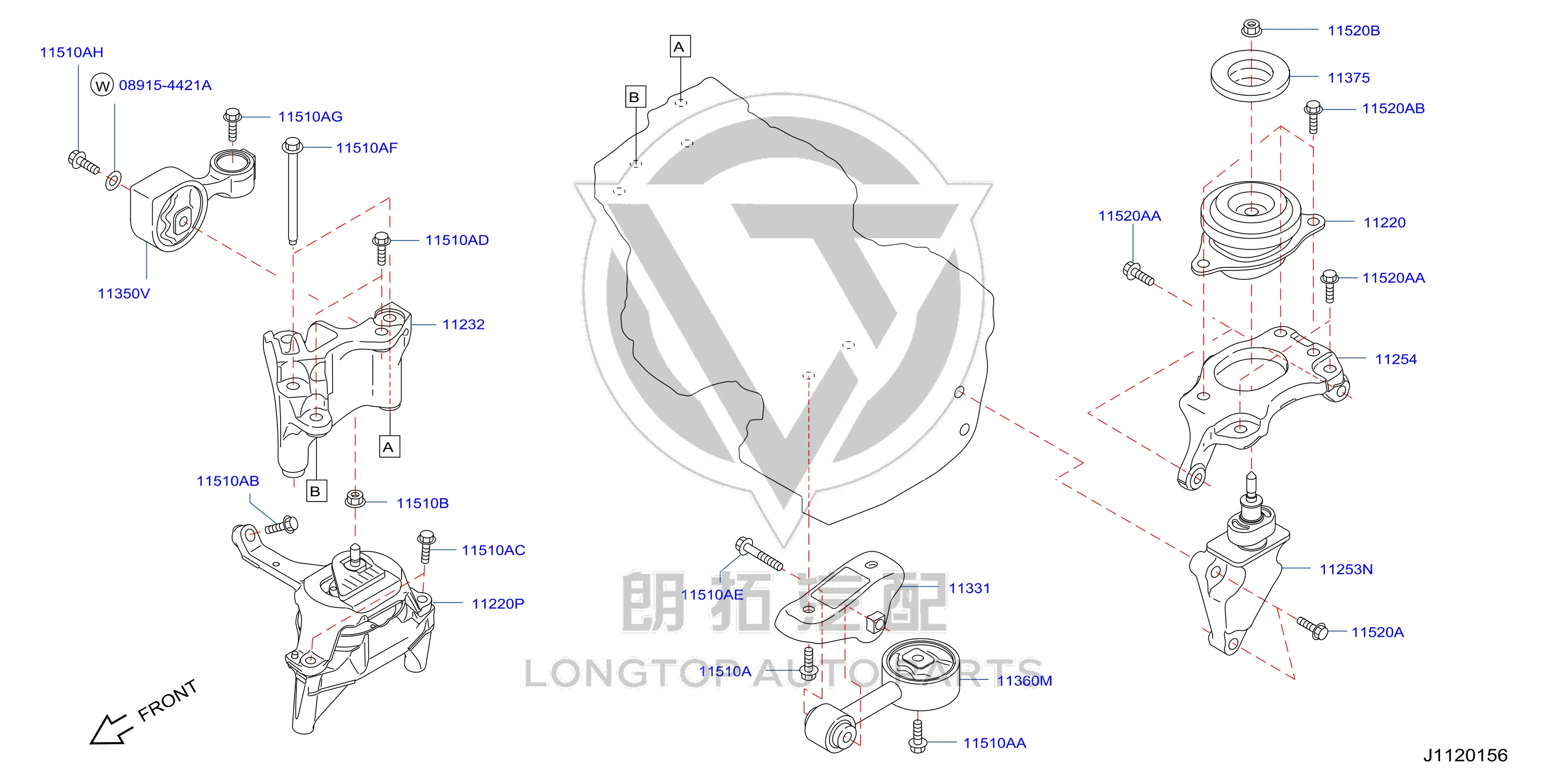 Engine Mount (Rear) 11360-JN30B 11360JN30B for Nissan
