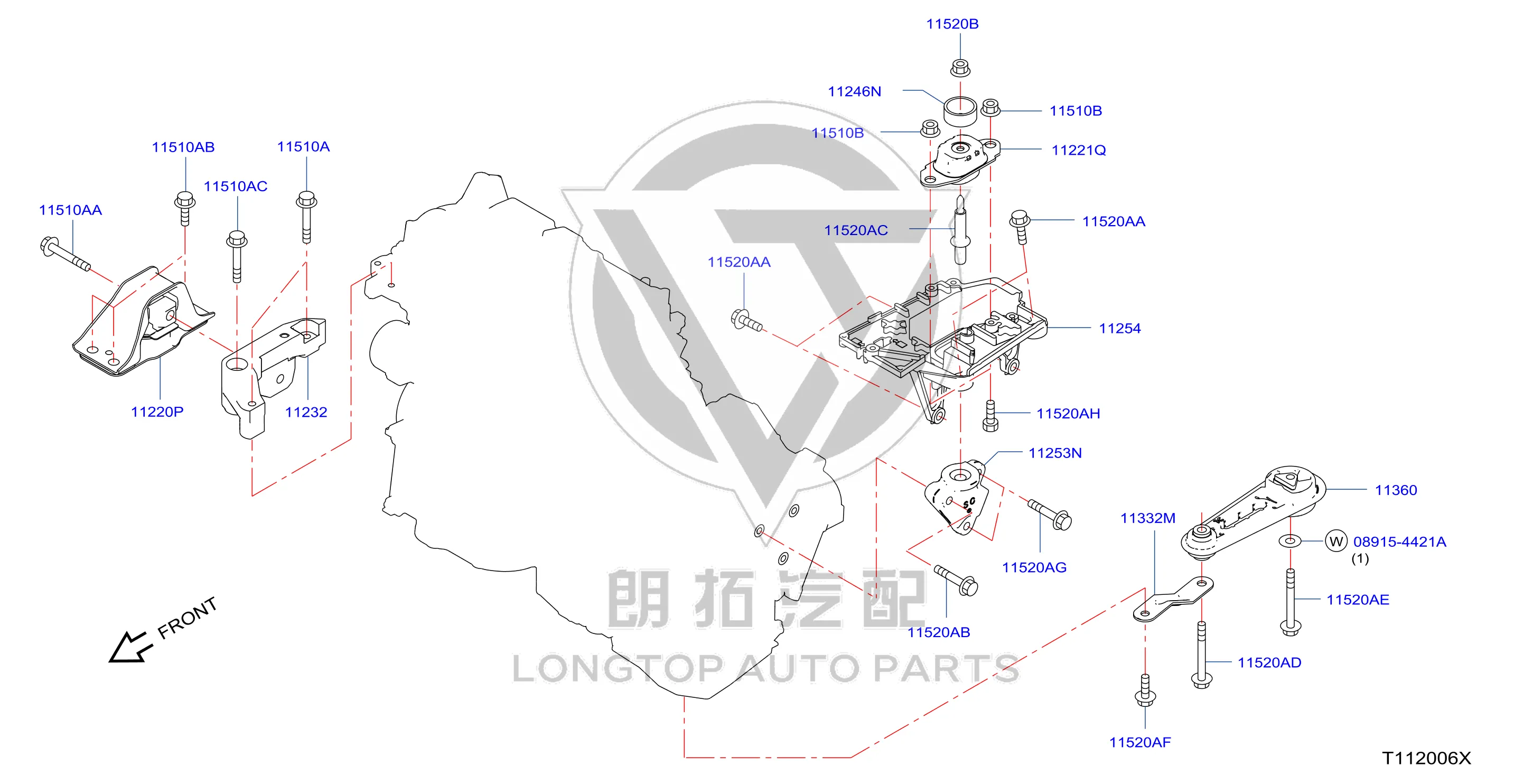 Engine Support (Rear) 11332-3DA0A 113323DA0A for Nissan