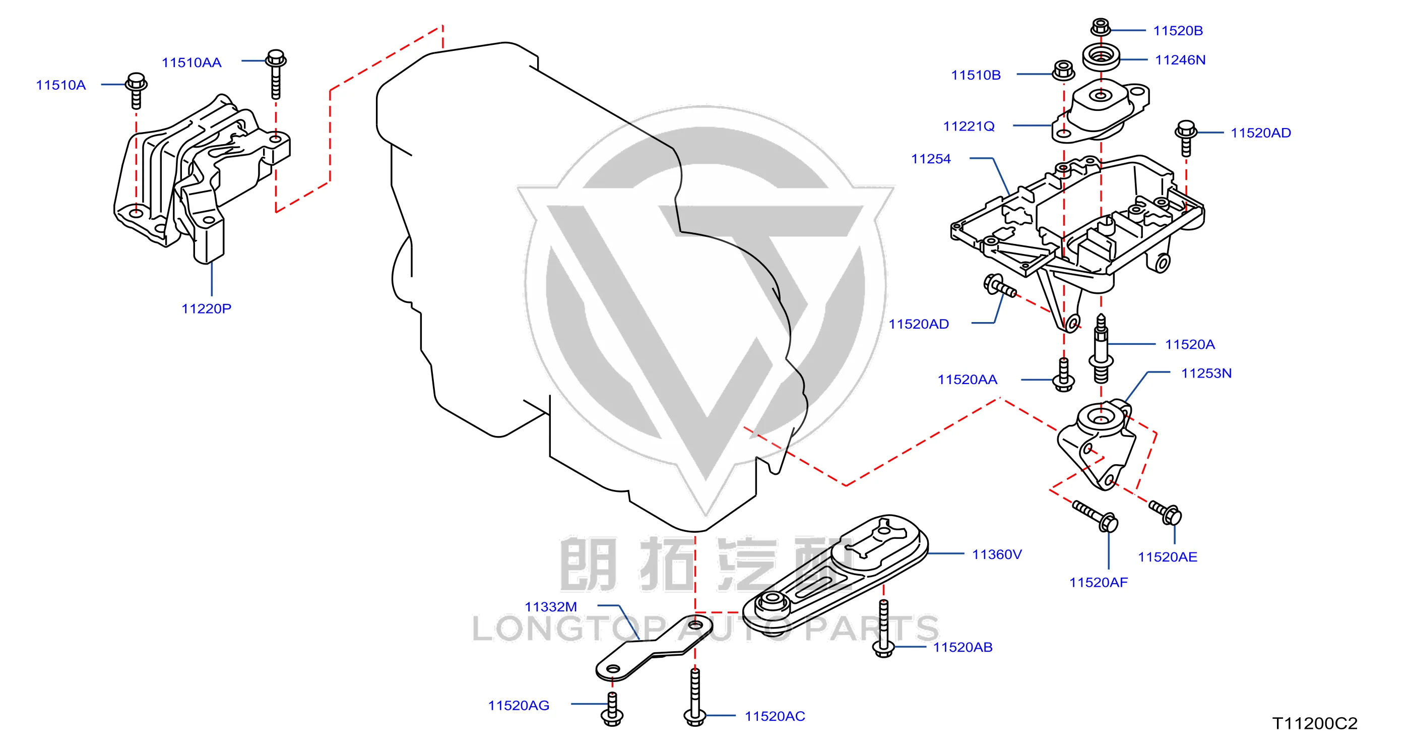 Transmission Support 11253-5MD0A 112535MD0A for Venucia