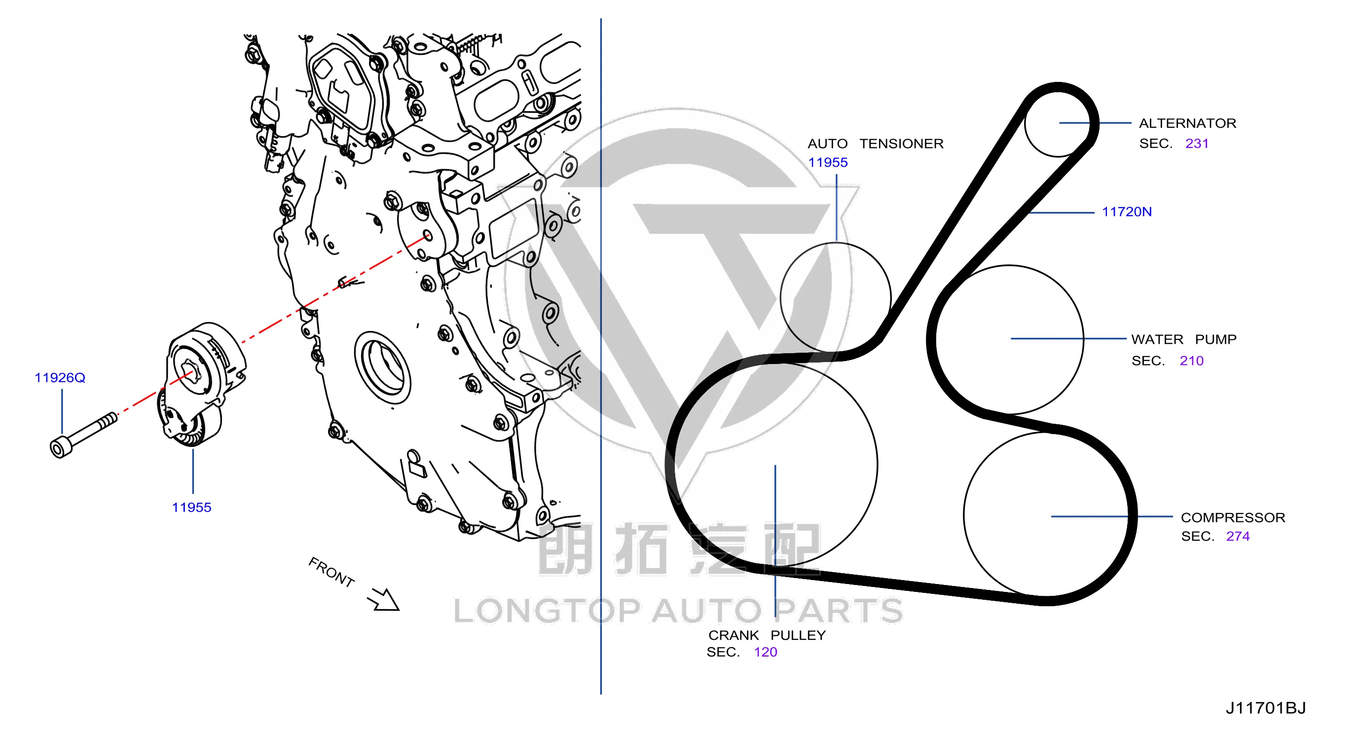 Power Steering Pump Belt 11720-5NA1A 117205NA1A for Nissan
