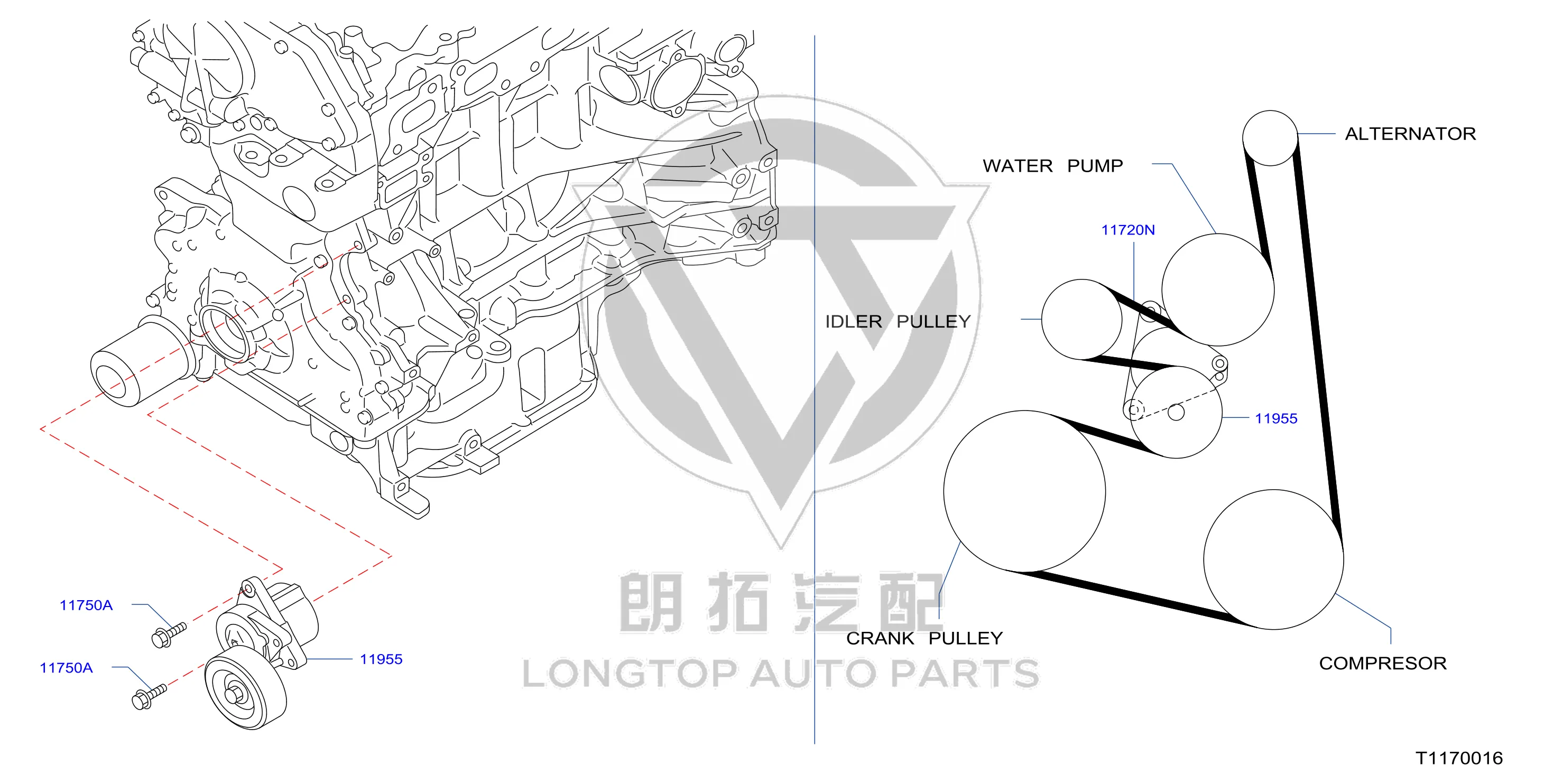Water pump belt 11720-JG30A 11720JG30A for Nissan