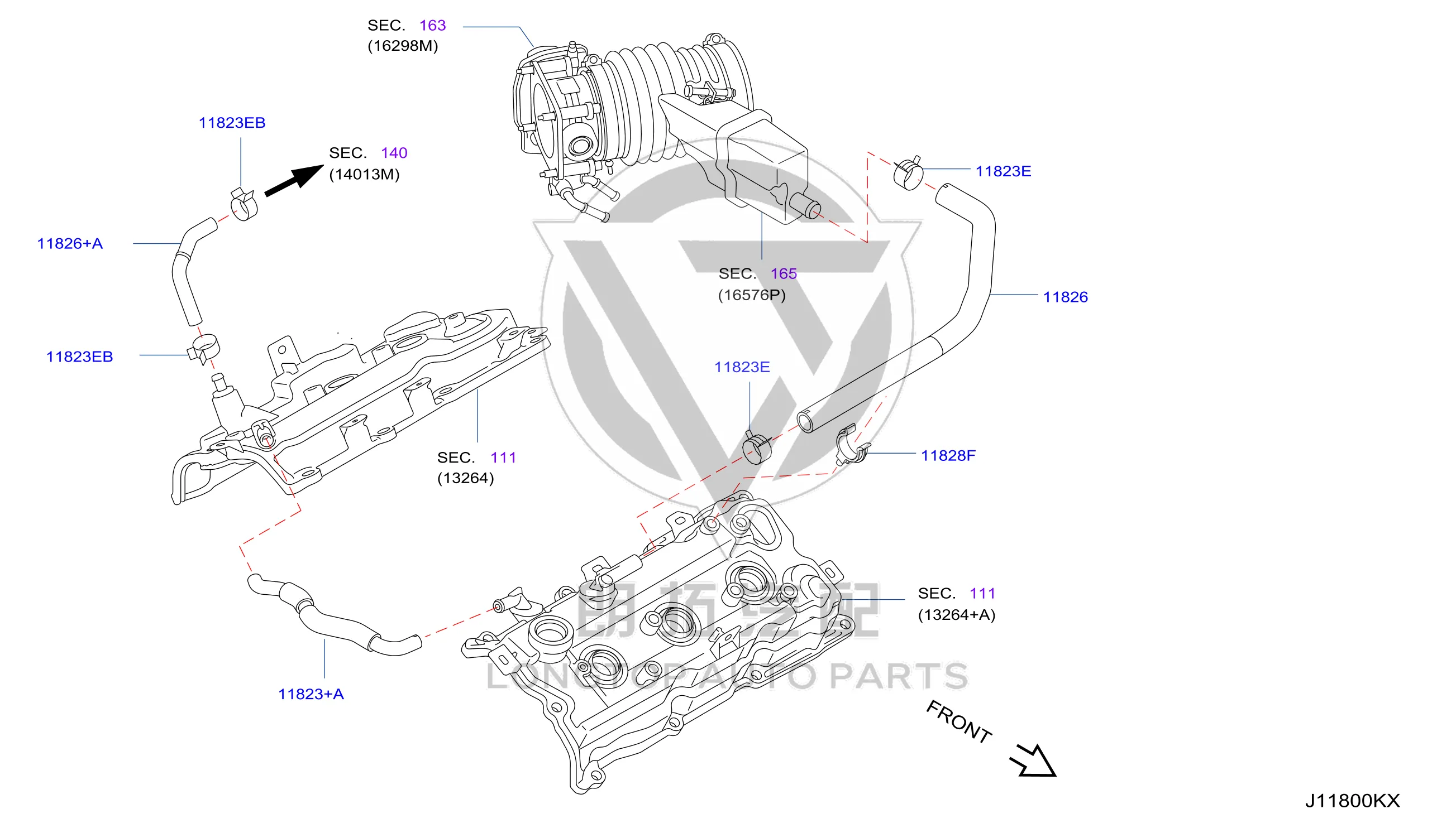 Valve Cover Breather Tube 11823-JN00B 11823JN00B for Nissan
