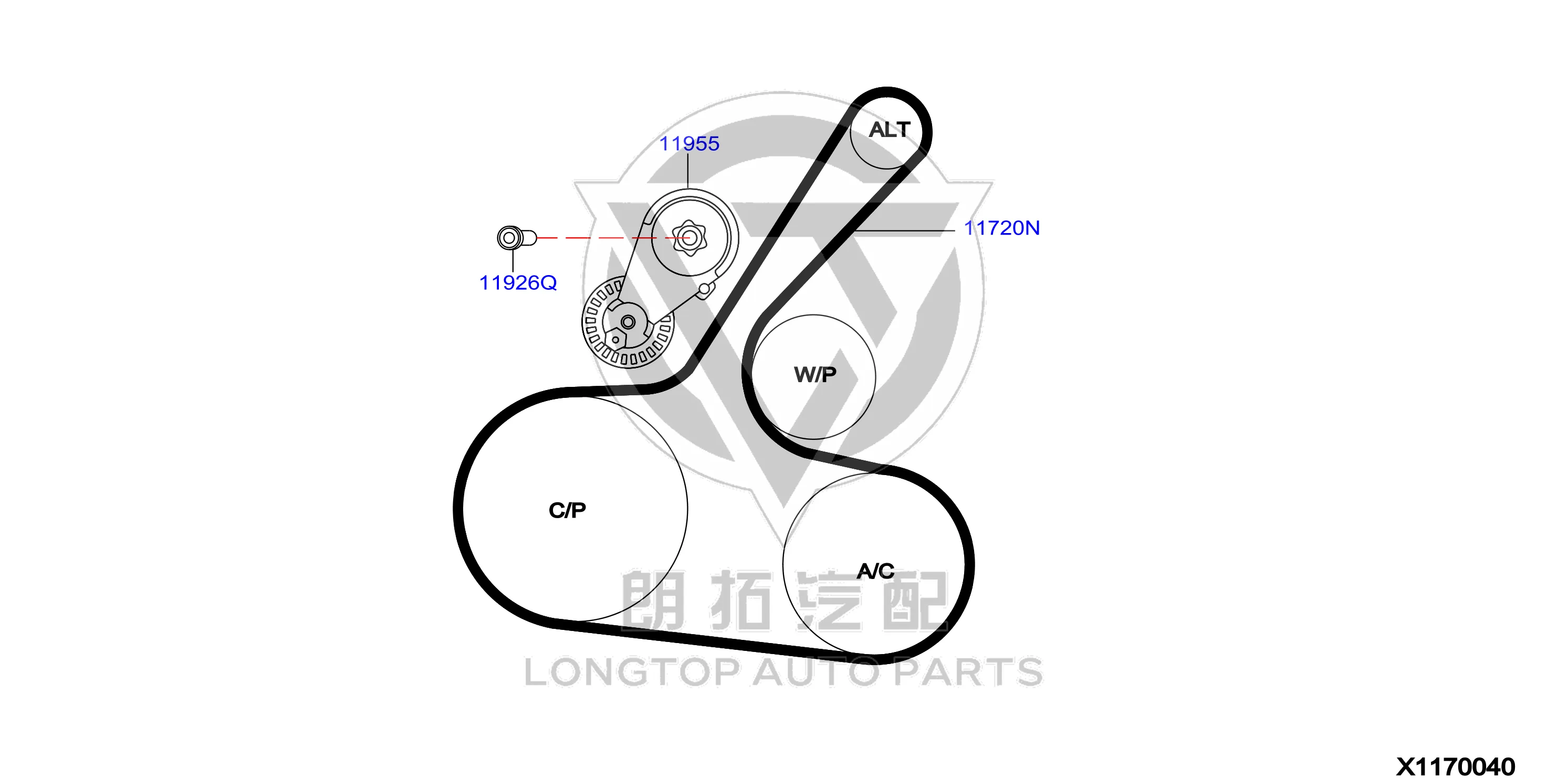 Generator Belt Tensioner Pulley 11955-5NA1A 119555NA1A for Nissan