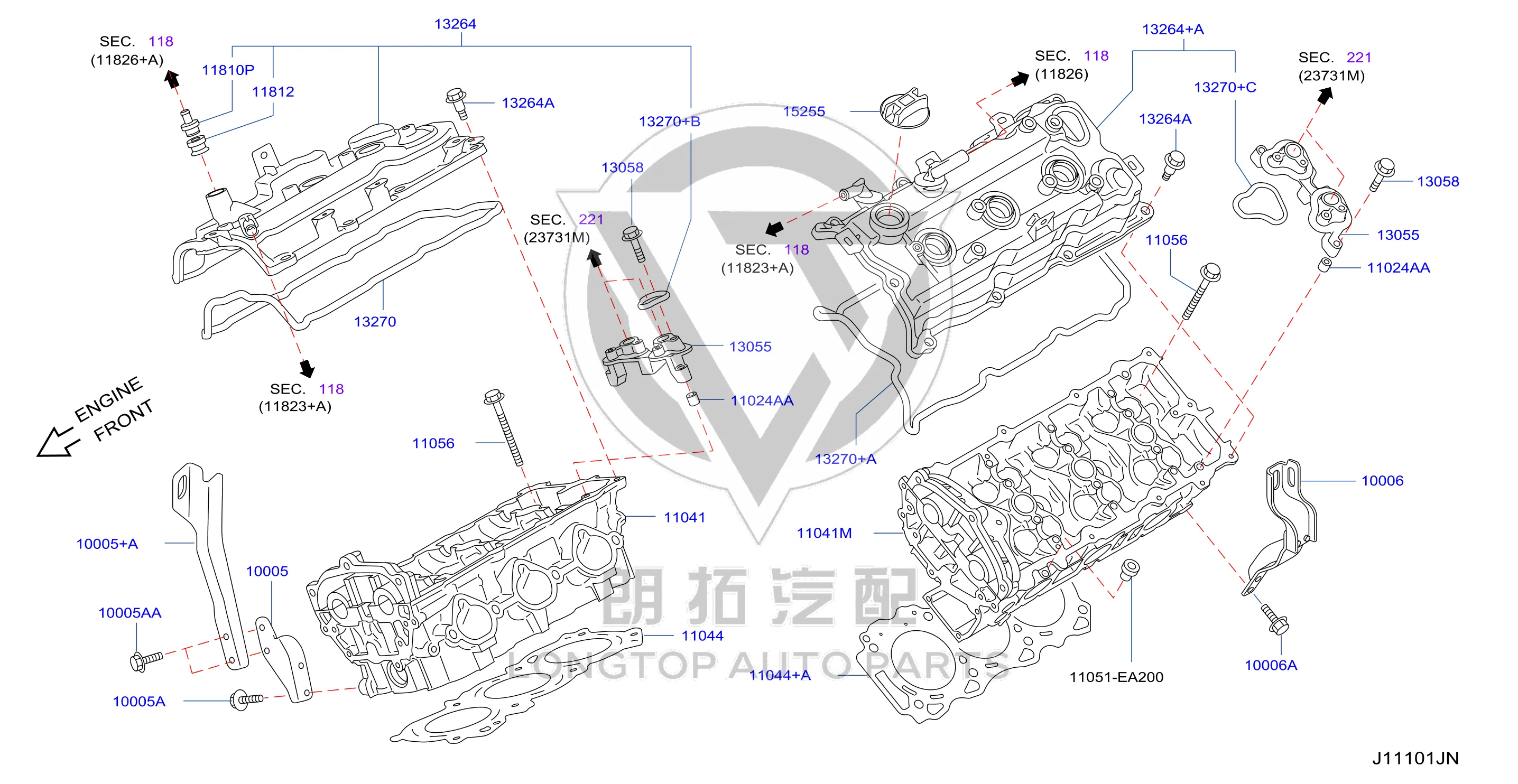 Valve Cover (Right) 13264-JN01A 13264JN01A for Nissan