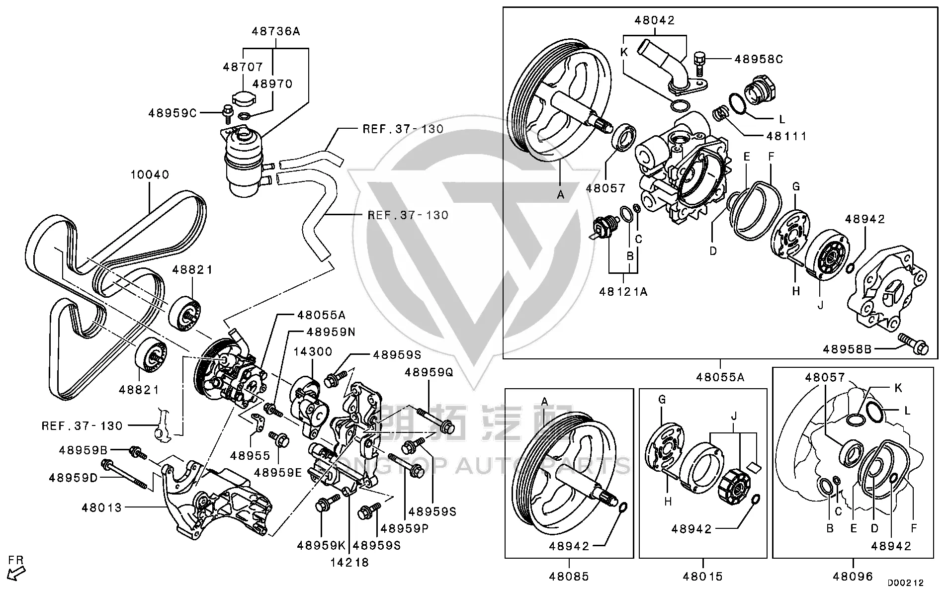 Generator Belt Tensioner Pulley 1345A-059 1345A059 for Mitsubishi CV2W