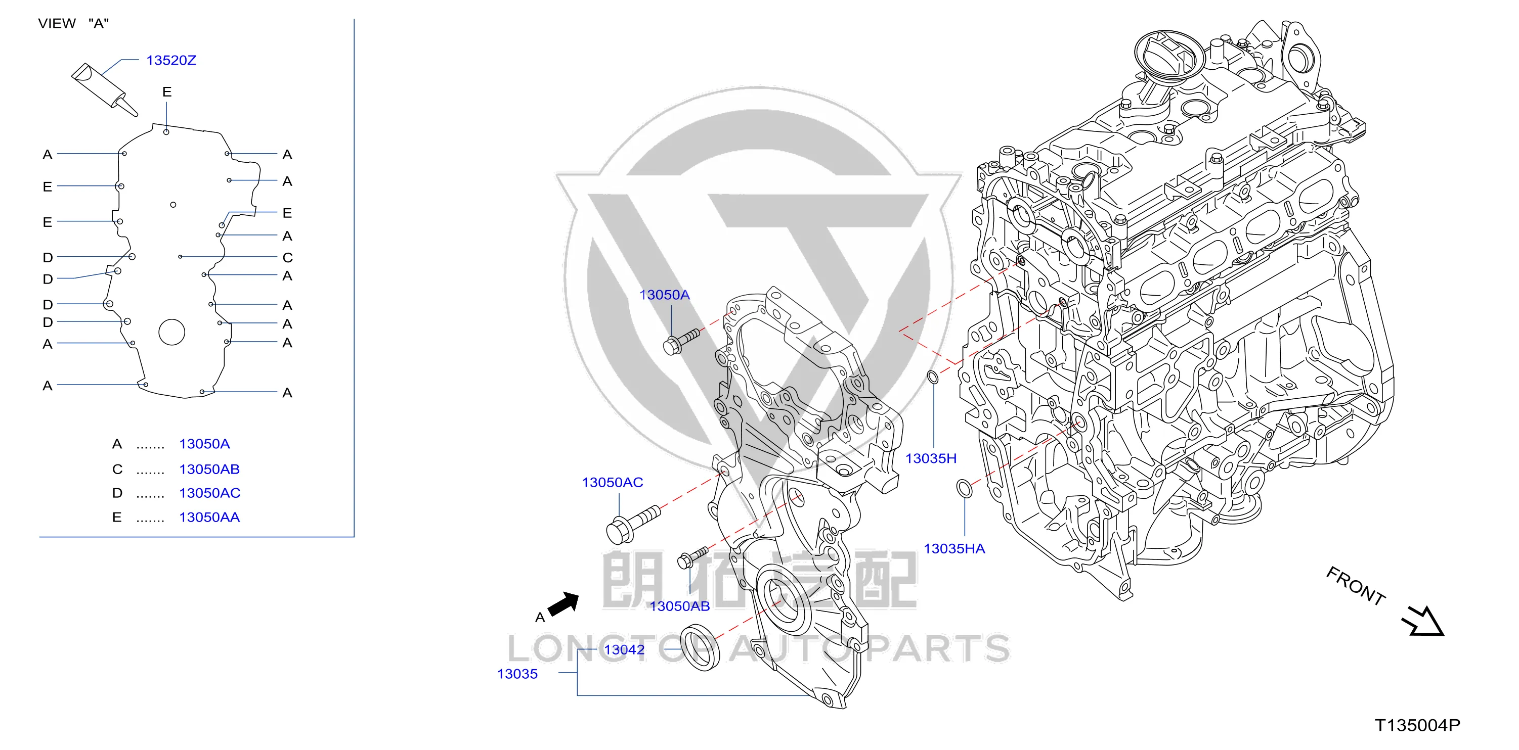 Crankshaft Front Oil Seal 13510-1KC1A 135101KC1A for Infiniti