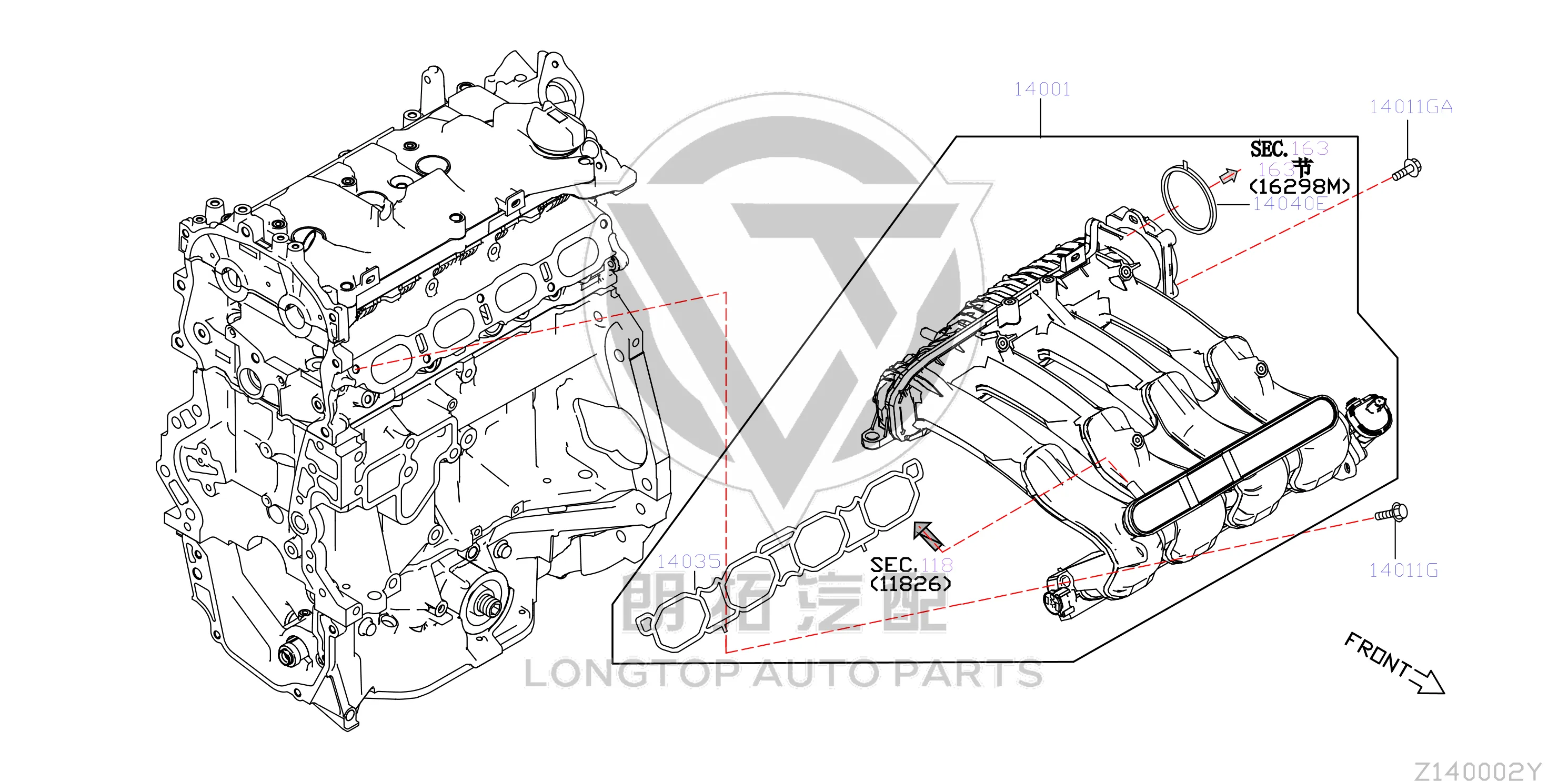 Intake Manifold 14001-6CT1C 140016CT1C for Nissan