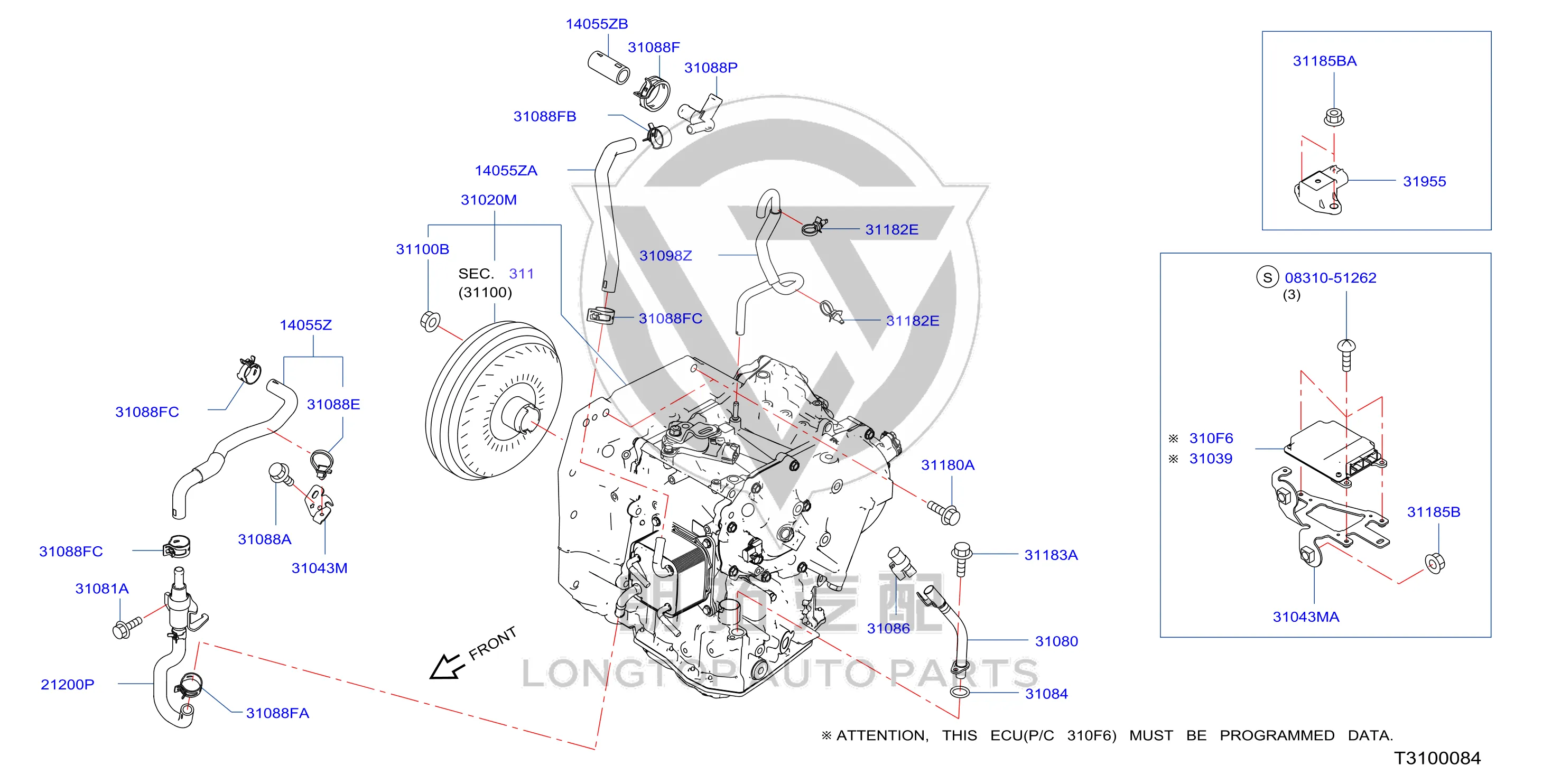 Three-way fitting 14053-3RU0A 140533RU0A for Nissan
