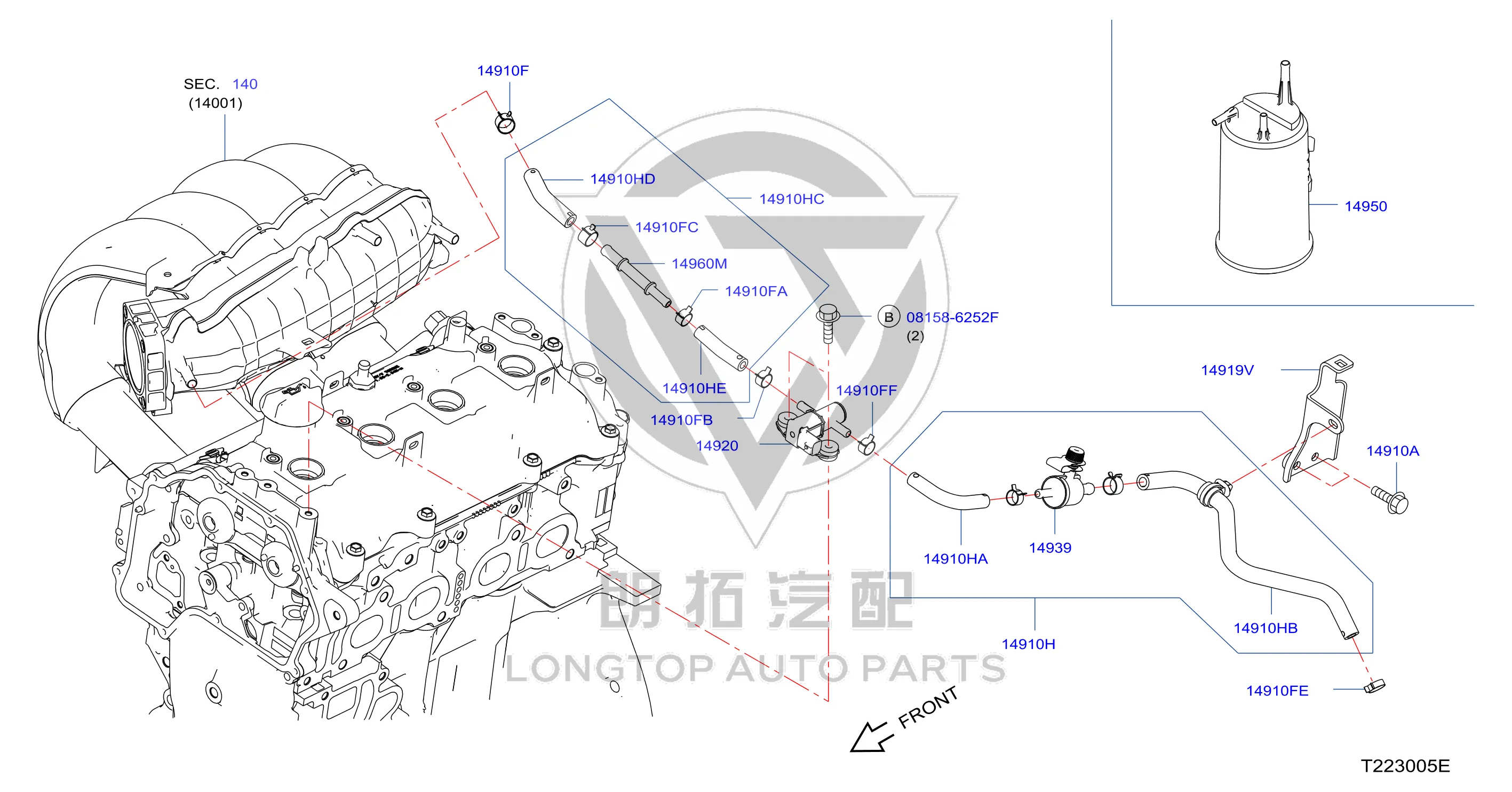Activated Carbon Canister 14950-JN00A 14950JN00A for Nissan