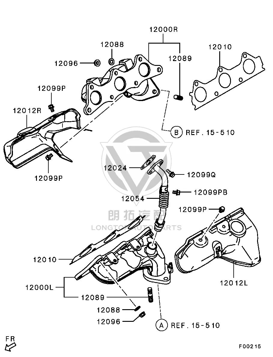Exhaust Manifold (Left) 1555A-338 1555A3338 for Mitsubishi V93W