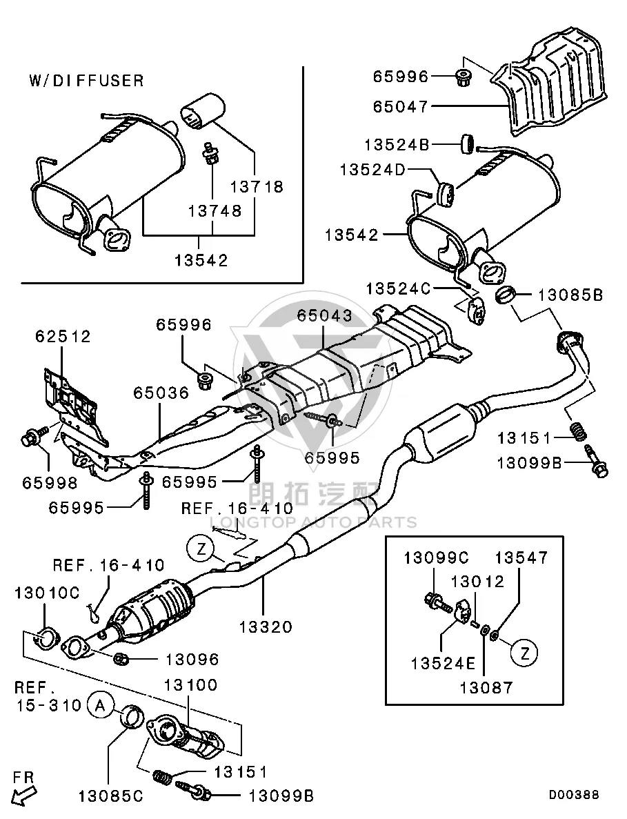 Exhaust Pipe (Rear) 1571A-9000 1571A9000 for Mitsubishi CW4W