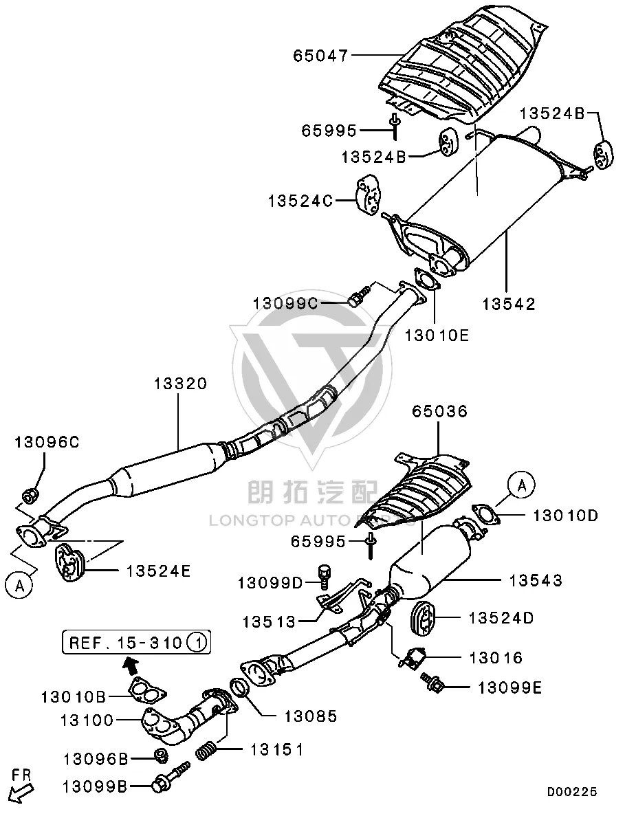 Exhaust Pipe (Rear) 1571A-515 1571A515 for Mitsubishi NA4W