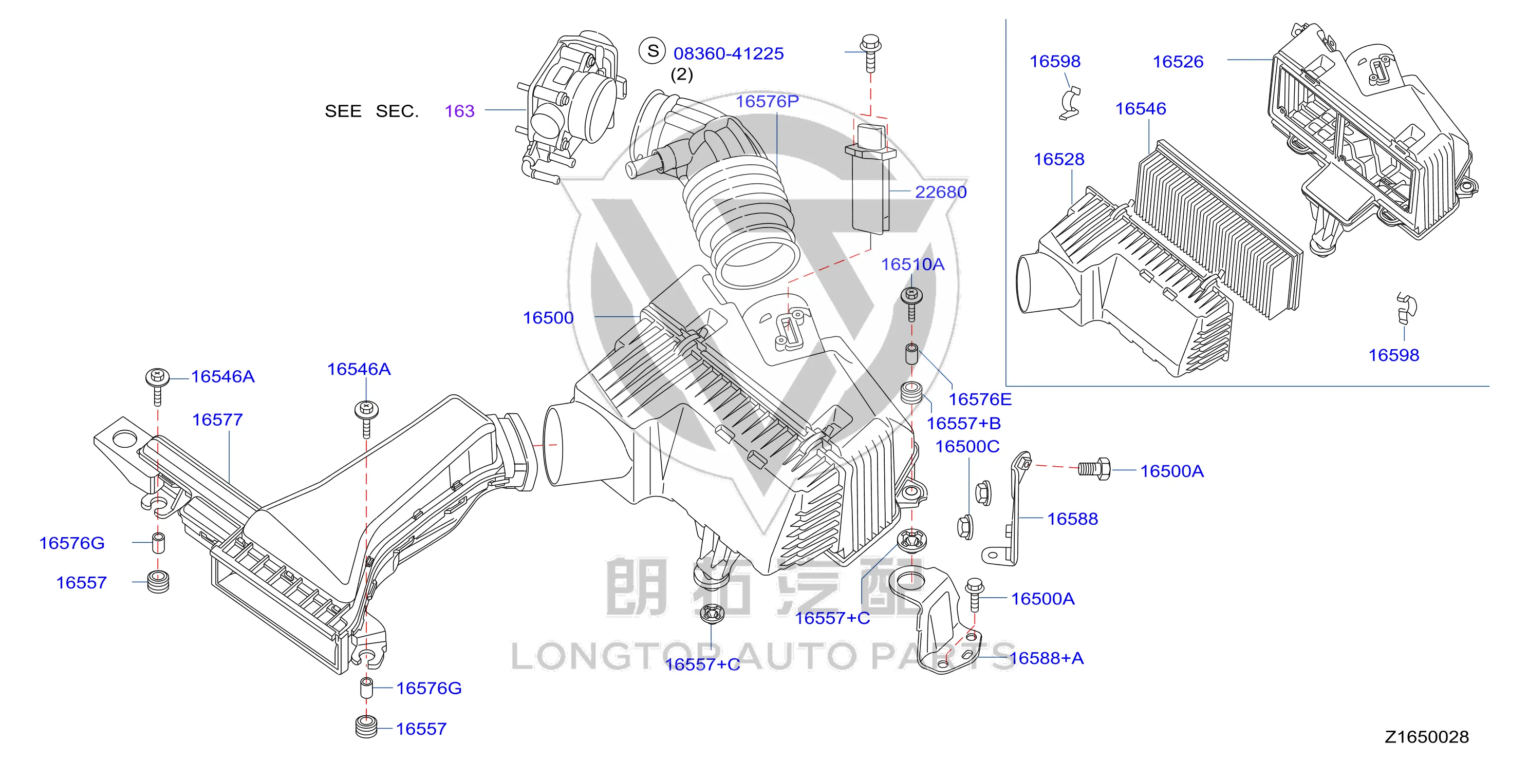 Air Filter 16546-3TA1B 165463TA1B for Nissan