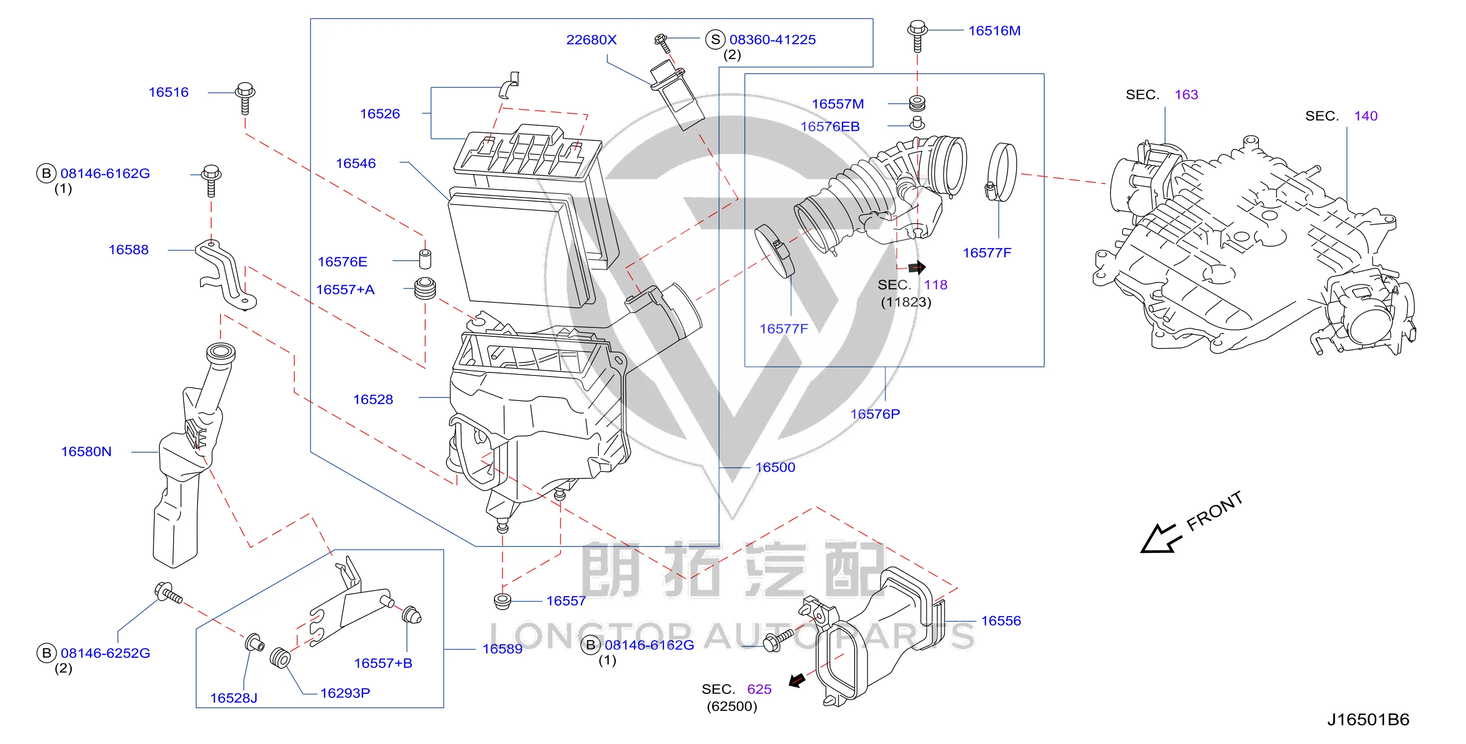 Air Compartment (Left) 16546-JK20B 16546JK20B for Nissan