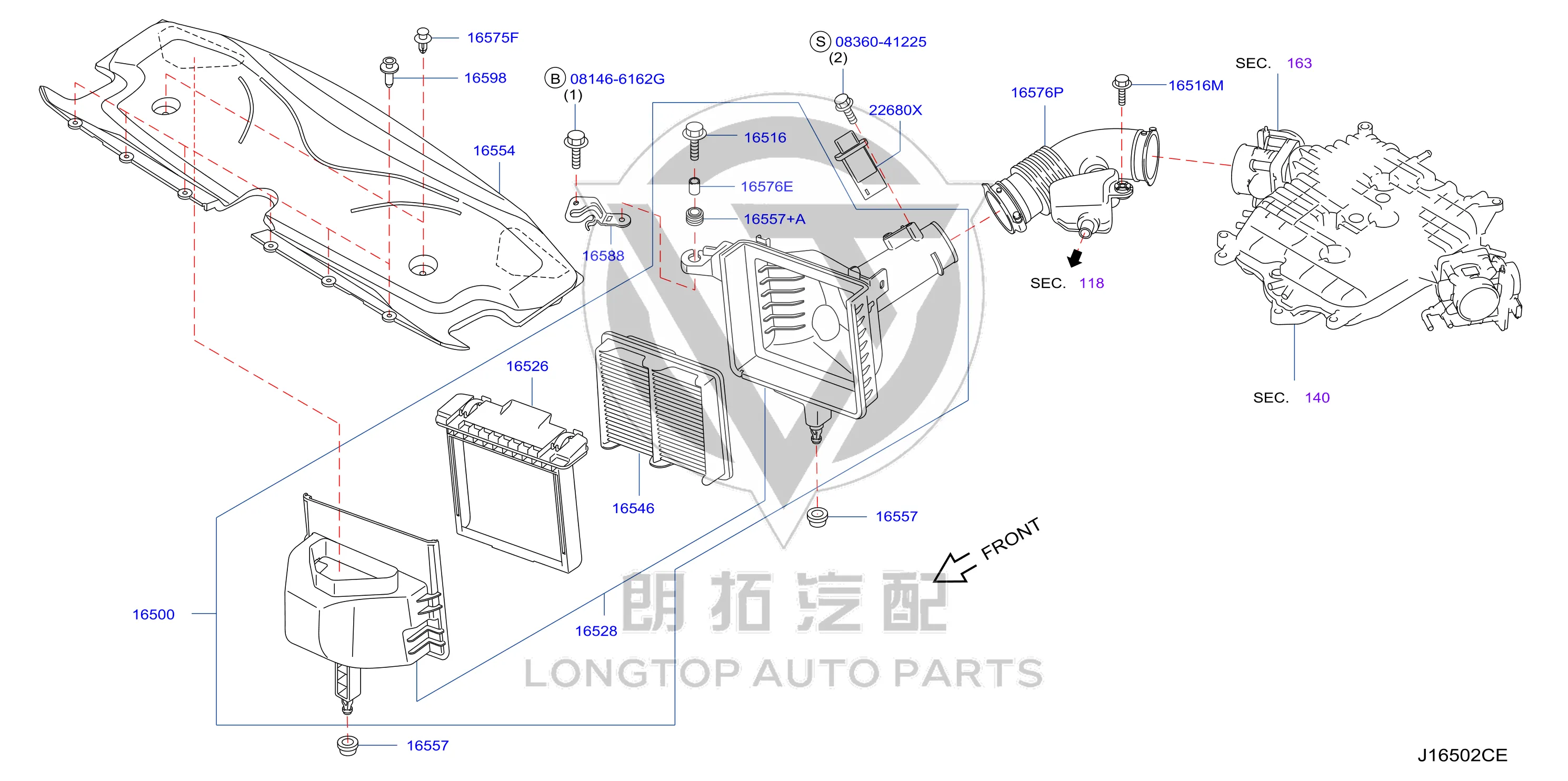 Air Cleaner Intake Pipe (Right) 16554-1MA0A 165541MA0A for Infiniti