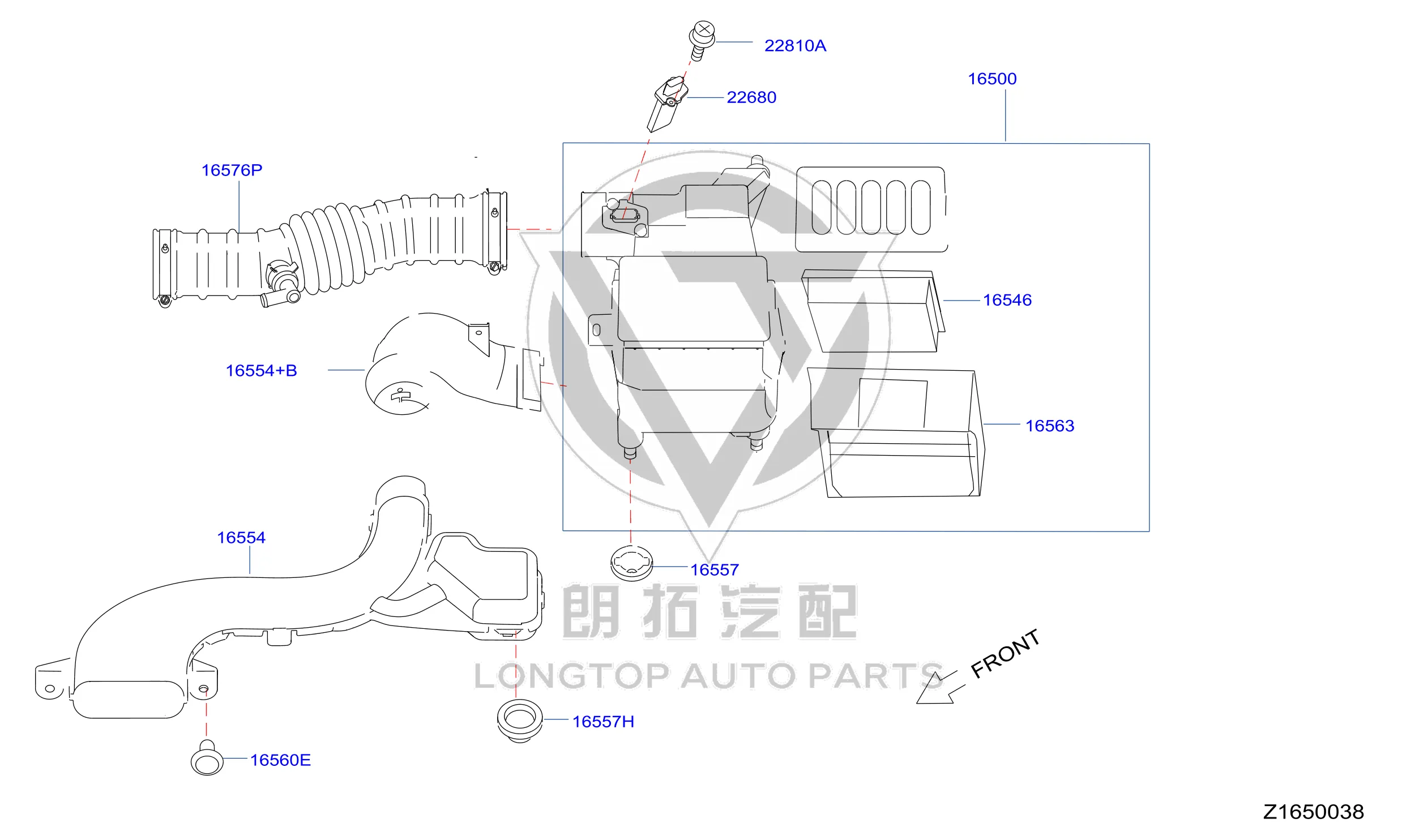 Air Filter Intake Pipe (Front) 16554-2GG0A 165542GG0A for Venucia