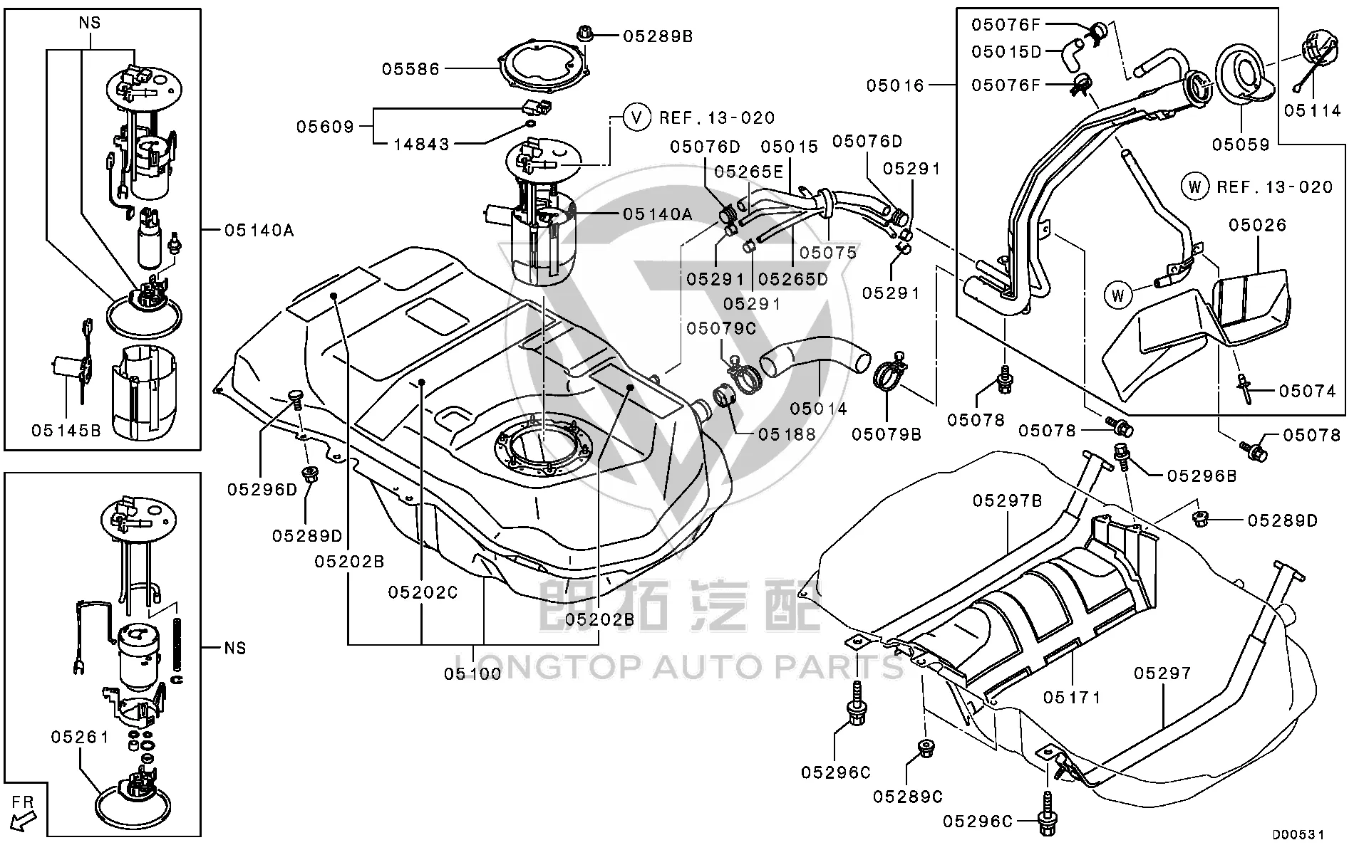 Fuel Pump Assembly 1760A-619 1760A619 for Mitsubishi GA9W