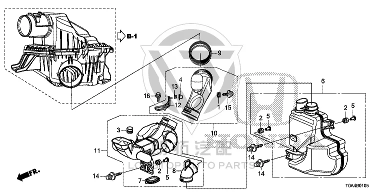 Air resonator intake pipe 17253-R5A-A00 17253R5AA00 for Honda