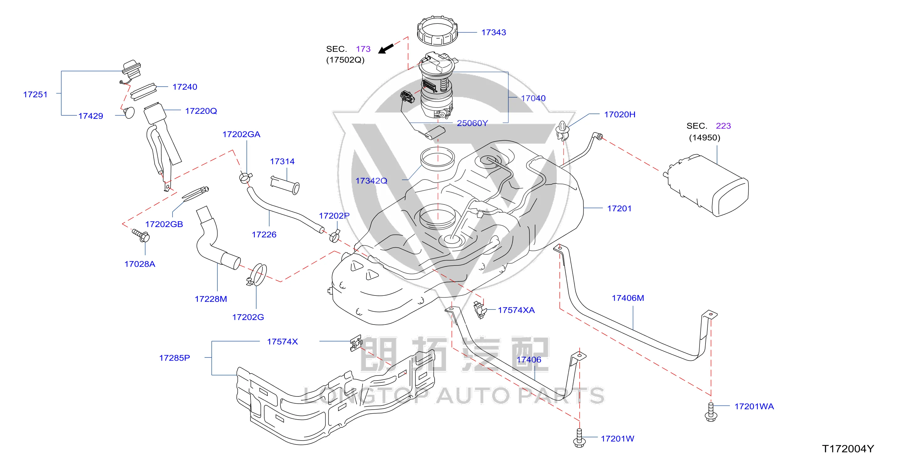 Fuel Pump Upper Cover 17343-JG00A 17343JG00A for Nissan