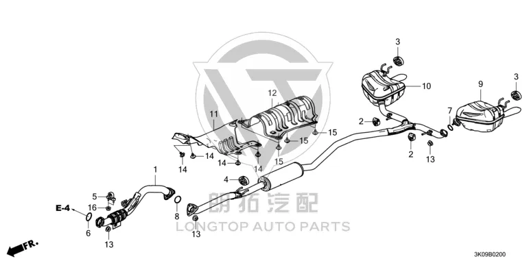 Exhaust Pipe (Left Rear) 183053-K0H01 183053K0H01 for Honda