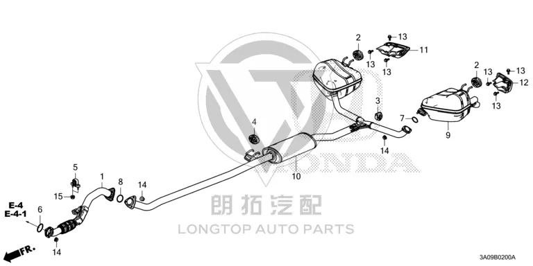 Exhaust pipe (right rear) 18307-3B5H0 183073B5H01 for Honda