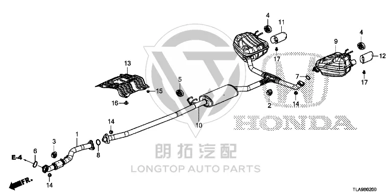 Exhaust Pipe (Left Rear) 18305-TLYH31 18305TLYH31 for Honda
