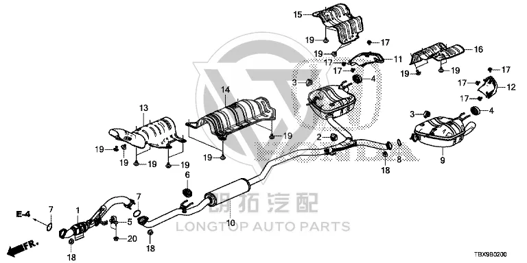 Exhaust Pipe (Right Rear) 18307-TVEH14 18307TVEH14 for Honda