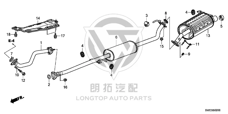 Exhaust Pipe (Rear) 18307-SWN-H01 18307SWNH01 for Honda