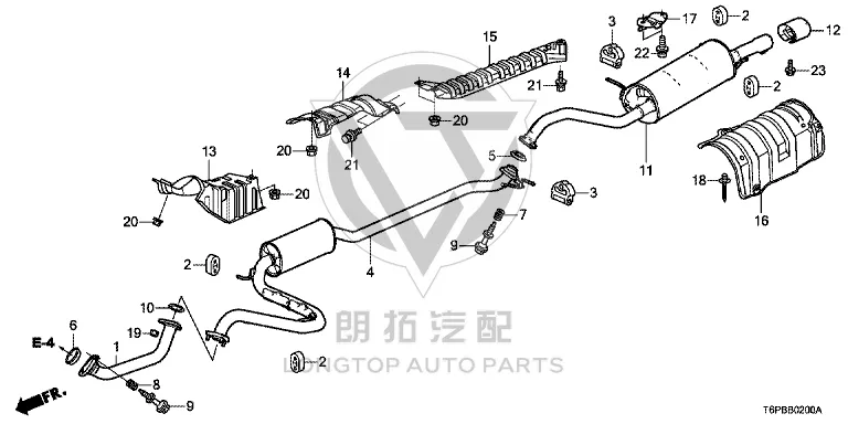 Exhaust pipe (rear) 18307-T6P-H81 18307T6PH81 for Honda