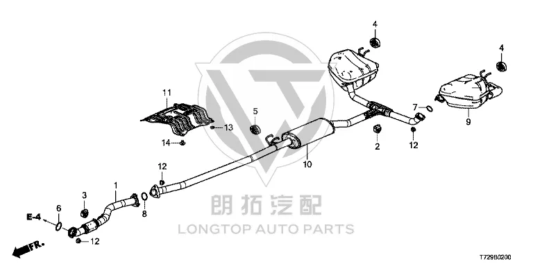 Exhaust pipe (right rear) 18307-T73-H01 18307T73H01 for Honda