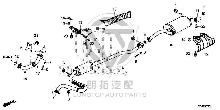 Exhaust pipe (rear) 18307-TC8-H81 18307TC8H81 for Honda