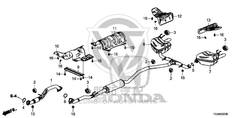 Exhaust Pipe (Right Rear) 18307-TETH0 18307TETH03 for Honda