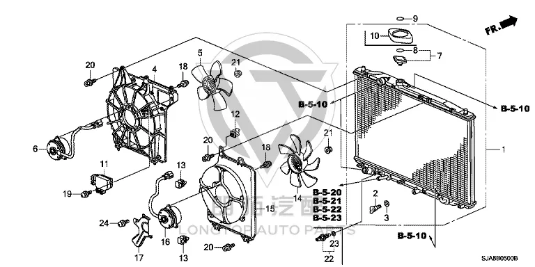 Tank Fan Blade (Left) 19020-RJAJ01 19020RJAJ01 for Honda