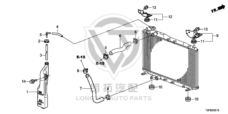 Radiator Outlet Pipe 19502-57RH0 1950257RH00 for Honda
